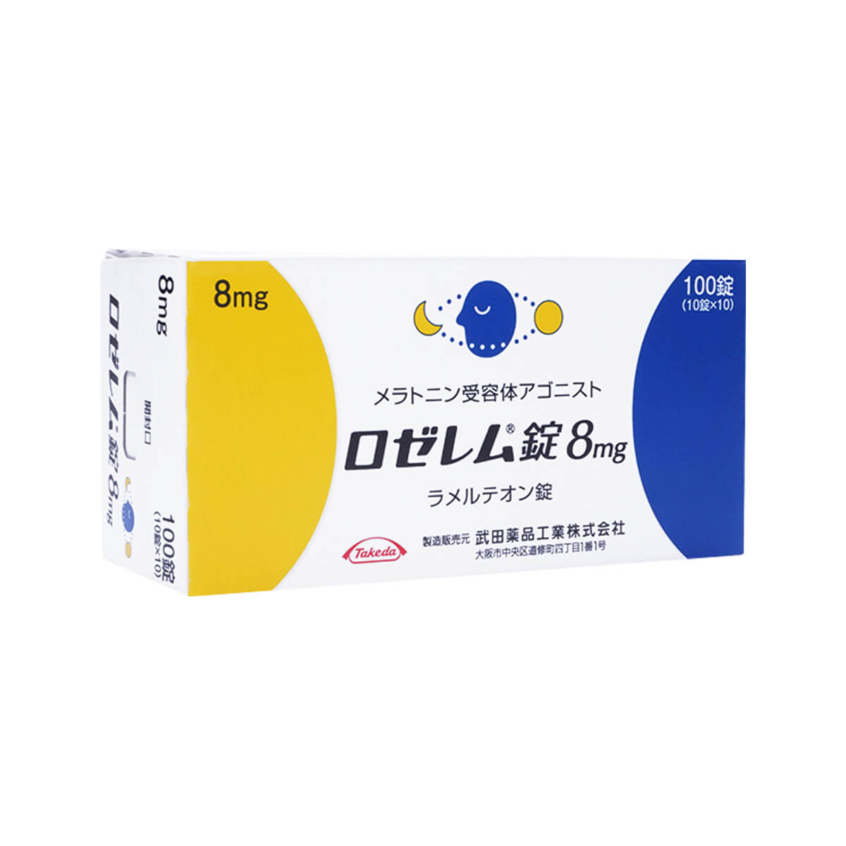 ロゼレム(Rozerem)8mg 1箱100錠(武田薬品工業)のパッケージ外観